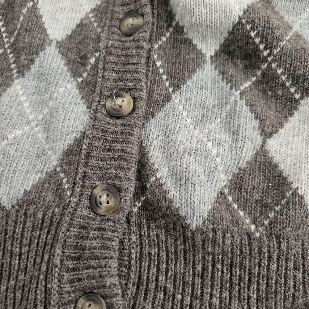 Vintage Y2K Abercrombie & Fitch Argyle Large Quarter Sleeve Cardigan Sweater - Picture 7 of 8